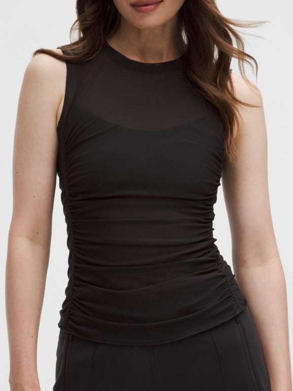 NWT lululemon Mesh Ruched Tank Black Large